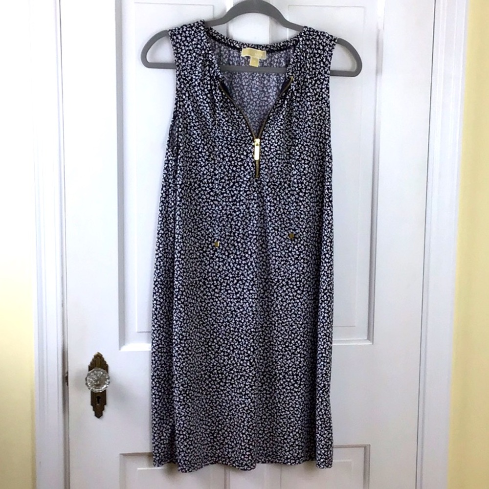 Michael Kors Black and White Patterned Mini Dress